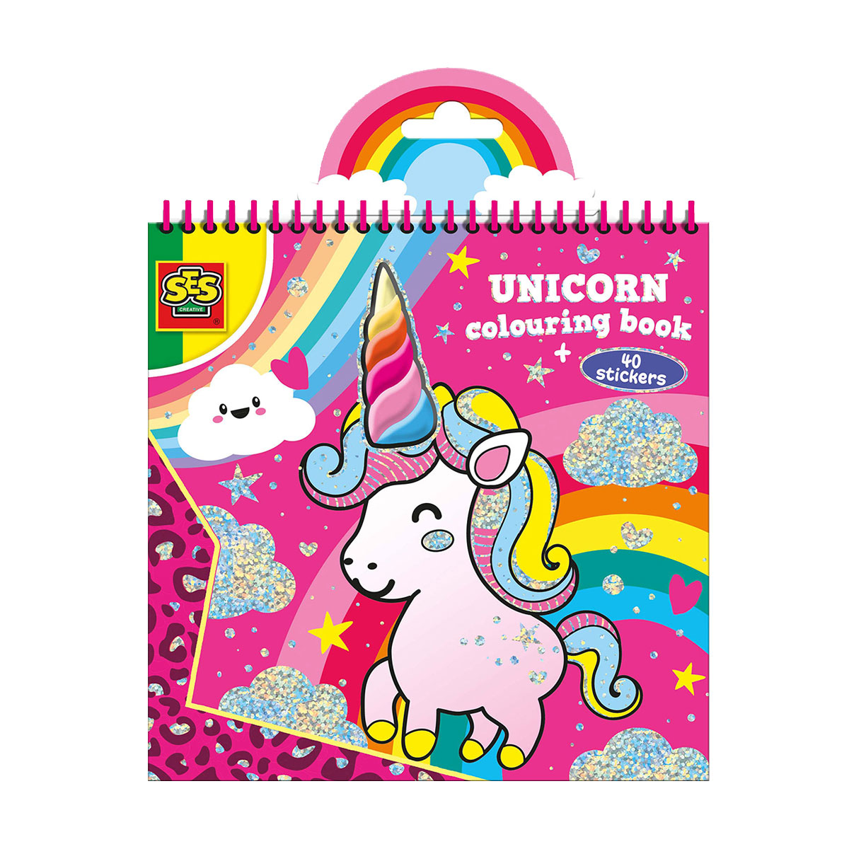 Книжка-розмальовка Ses Creative Unicorn Colouring Book + 40 стікерів з блискітками, від 3 років (00111S)